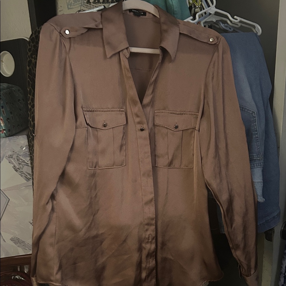 Express Satin Brown Blouse